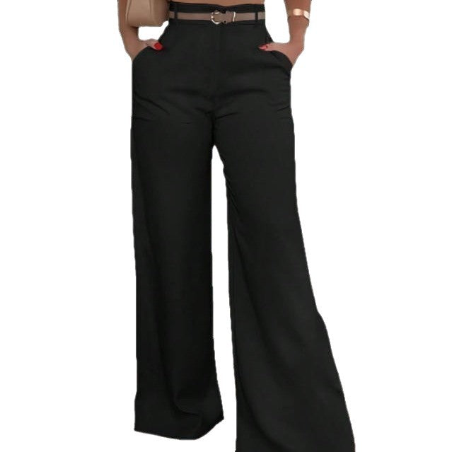 new women's cross-border e-commerce fashion: elegant and chic straight-leg trousers - high-waisted, drapey, versatile wide-leg formal pants