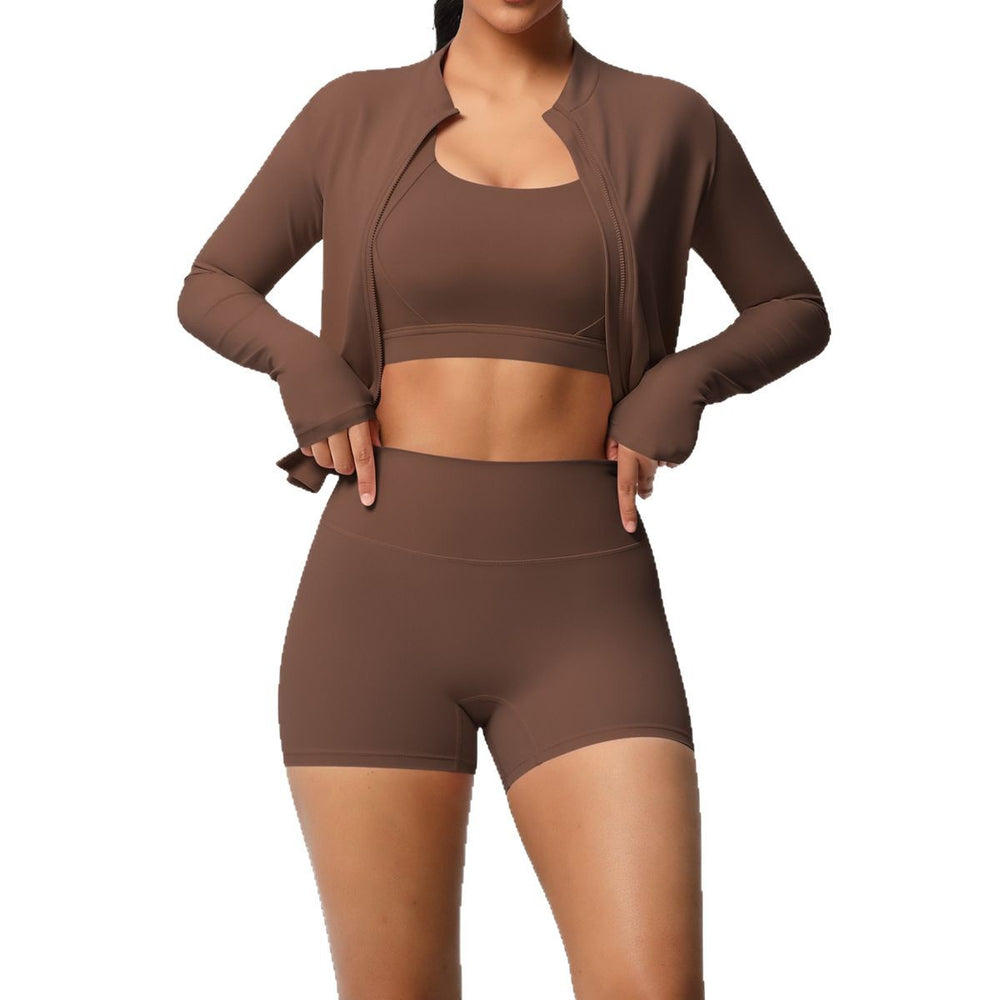 cloud-feeling yoga brushed bra sports outwearcasual pilates running fitness yoga clothes three-piece set