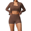 cloud-feeling yoga brushed bra sports outwearcasual pilates running fitness yoga clothes three-piece set