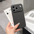 Simple solid color leather texture instantly transforms to 17, compatible with apple 17 pro max lychee grain phone case iphone 16 protective cover