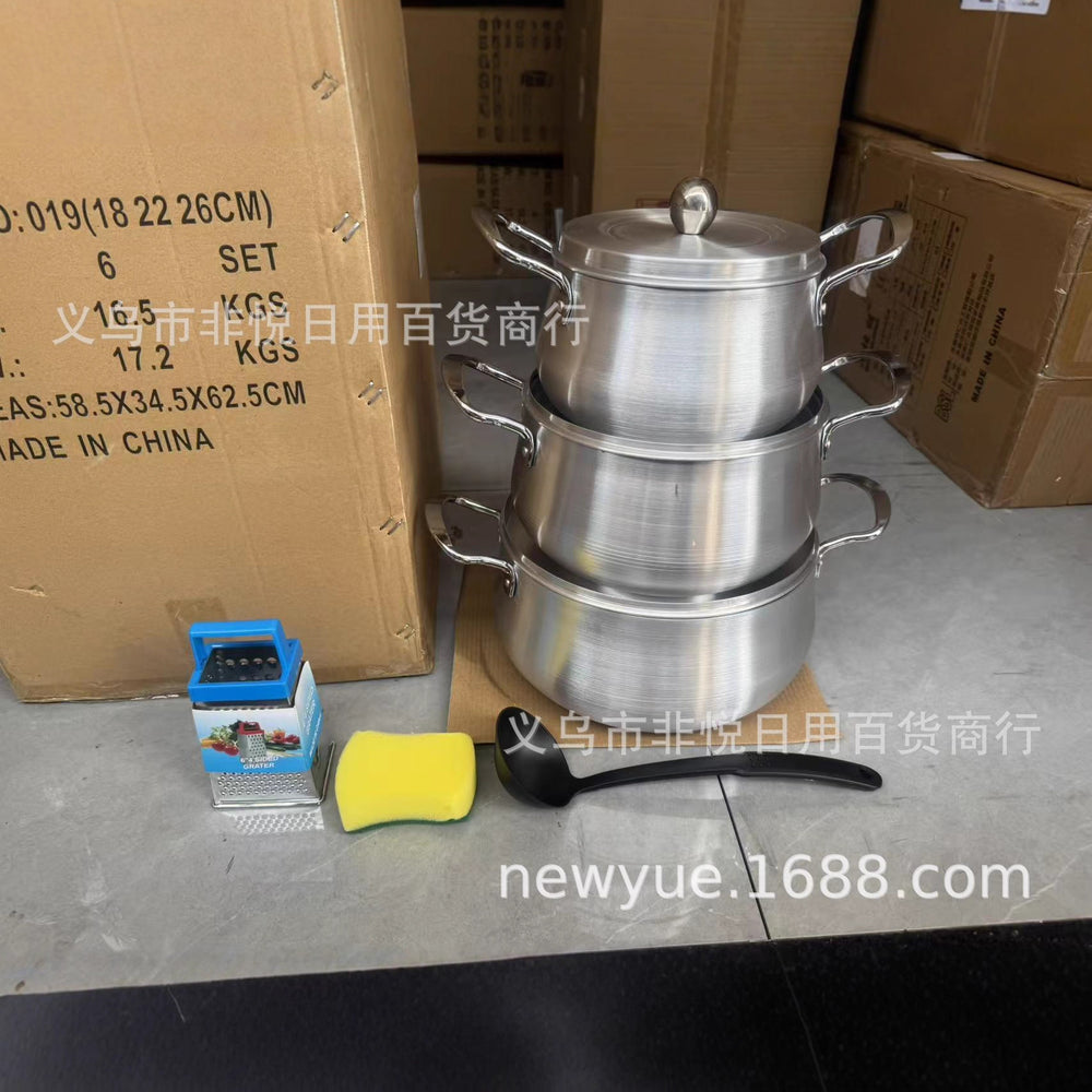 Factory direct sales cross aluminumpot environment aluminum pot for home pot multi-functional aluminum pot kitchen commercial aluminum pot 3-piece set