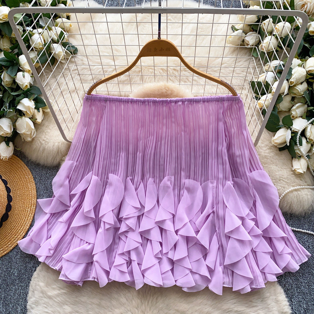 K-stylesense of design petal mesh patchworkshirt women's one shoulder cut out sleeveless looseslimming lookclassytops