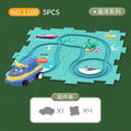 Diy children's educational track car set - multiple scene city map building electric puzzle track car