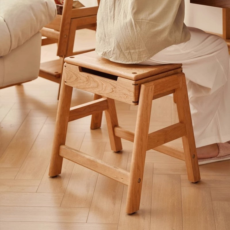 Cherry wood stool can be stacked Living room stool Multifunctional storage Solid wood low stool Shoe change stool Children's study stool