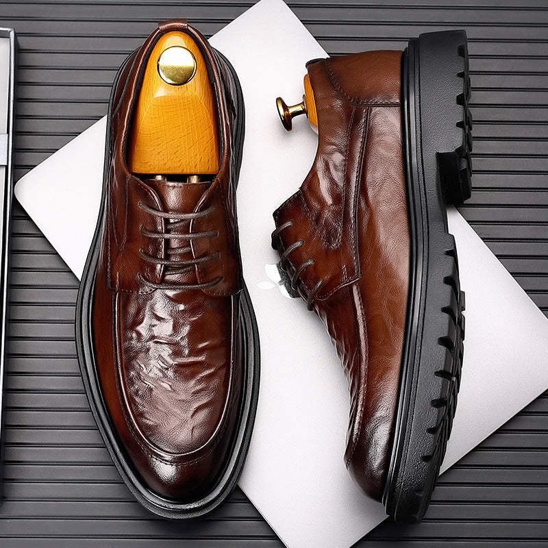 Men's leather dress shoes - live stream special: new textured leather business shoes, casual breathable work shoes, british style wedding shoes