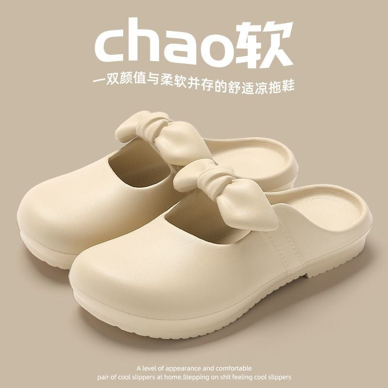 2025 summer fashion versatile bow slippers women's sweet minimalist mary jane bow toe slingbacks