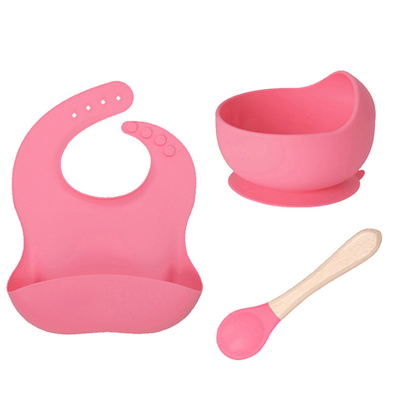 Factory customized LFGB silicone children's tableware 6-piece set, infant food grade beech silicone feeding tableware