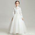 Girls' evening gown princess dress - long sleeve for little girls, perfect for hostesses, flower girls, runway shows, piano performances, flower girl events, and birthday celebrations