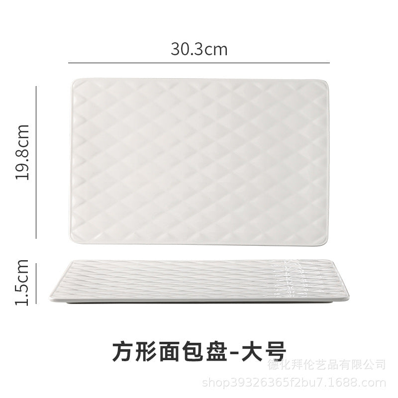 Nordic ceramic cake plate pure white square plate dessert display plate baking tableware buffet round pizza plate