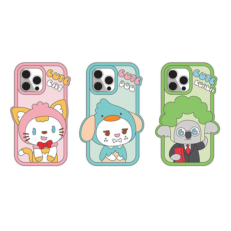 Silicone cartoon mobile phone protective cover manufacturer customized mold opening suitable for iphone15-Pingguo 16 silicone cover