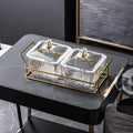 【with lid】2-compartment fruit platter with gold trim + iron stand, thickened plastic