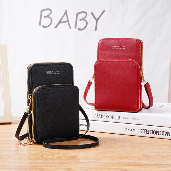 Factory direct sales women's wallet solid color small oblique span bag shoulder mini mobile phone medium and long summer versatile mobile phone bag
