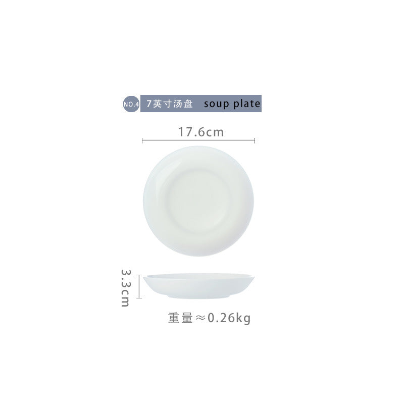Ceramic white 8inch deep plate 10 pack bone china underglaze color vegetable plate for home round plate rice plate soup plate deep vegetable plate