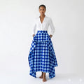 European and american cross-border women's fashion:  summer new arrivals - high-waisted, irregular a-line printed midi skirt