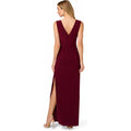 Amazon  summer fashion elegant wine red brocade embellished round neck dress for women