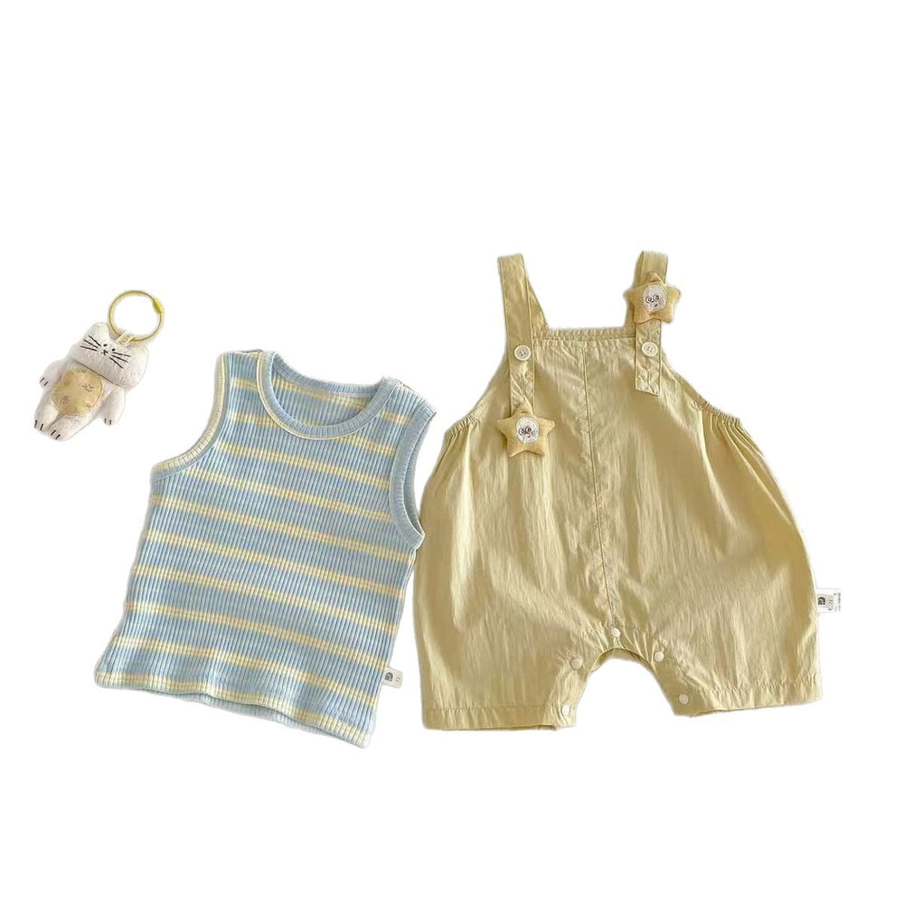 Summercute style baby overalls suitsummer style cartoon outing two-piece setsummercute suit trendy