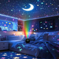 Starry sky projector lamp - bedroom ceiling eye protection mini night light with bluetooth speaker - romantic gift for her