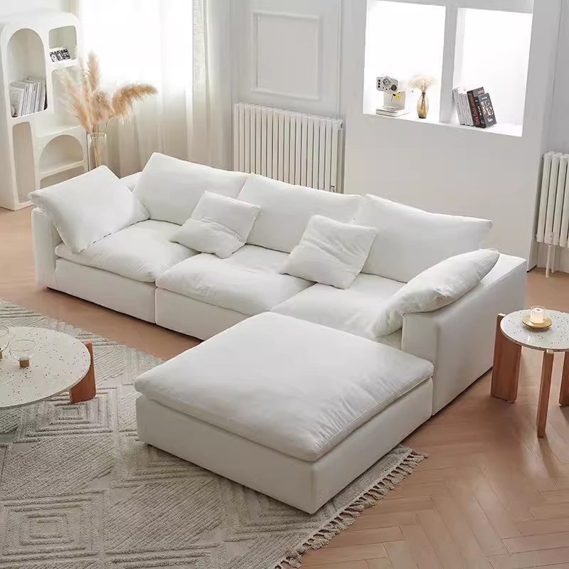 Custom cloud cloud sofa three-seater straight modern minimalist cream style down modular fabric sofa