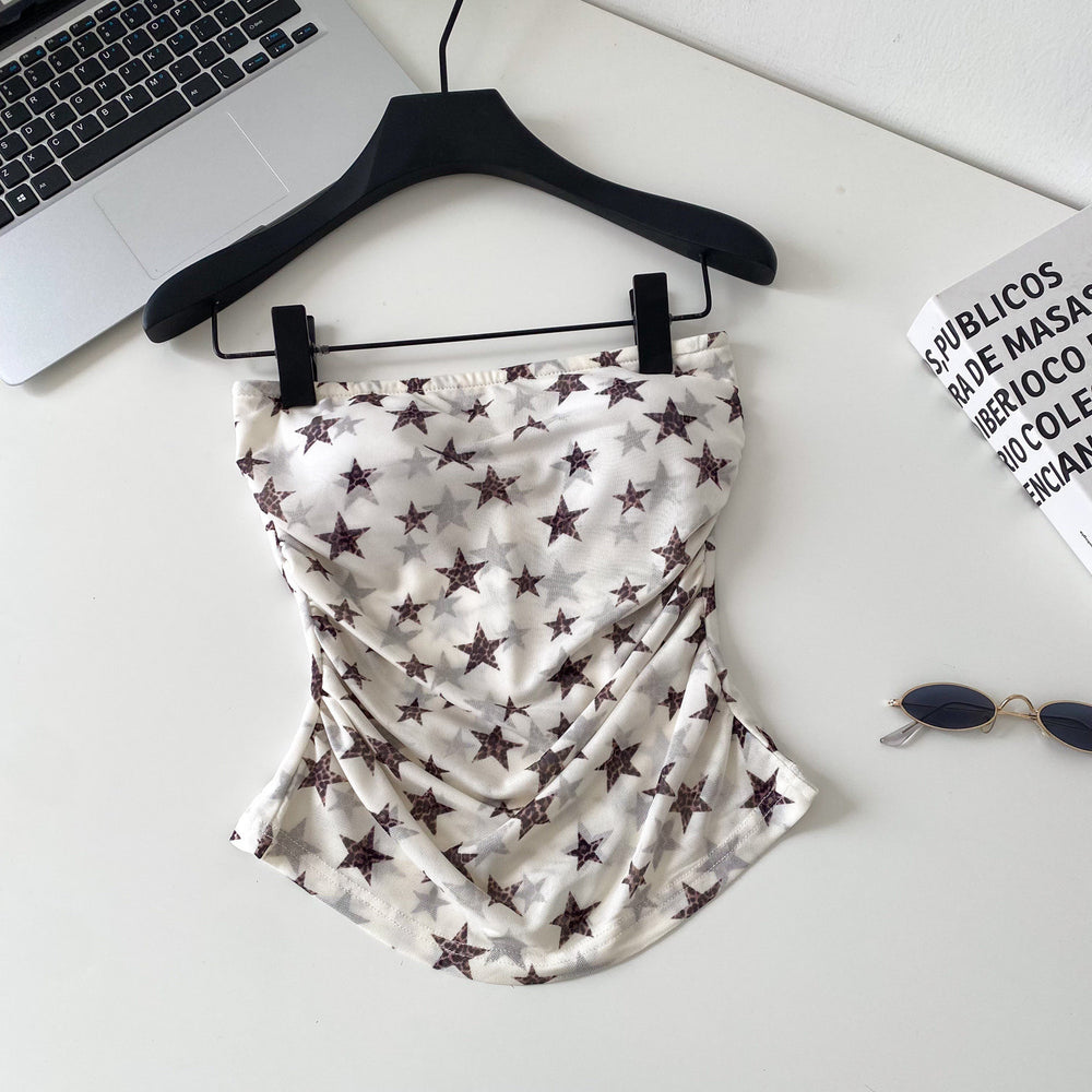 Wild leopard print star printing camisole women's summer silmslimming look waist work clothingeleganttops