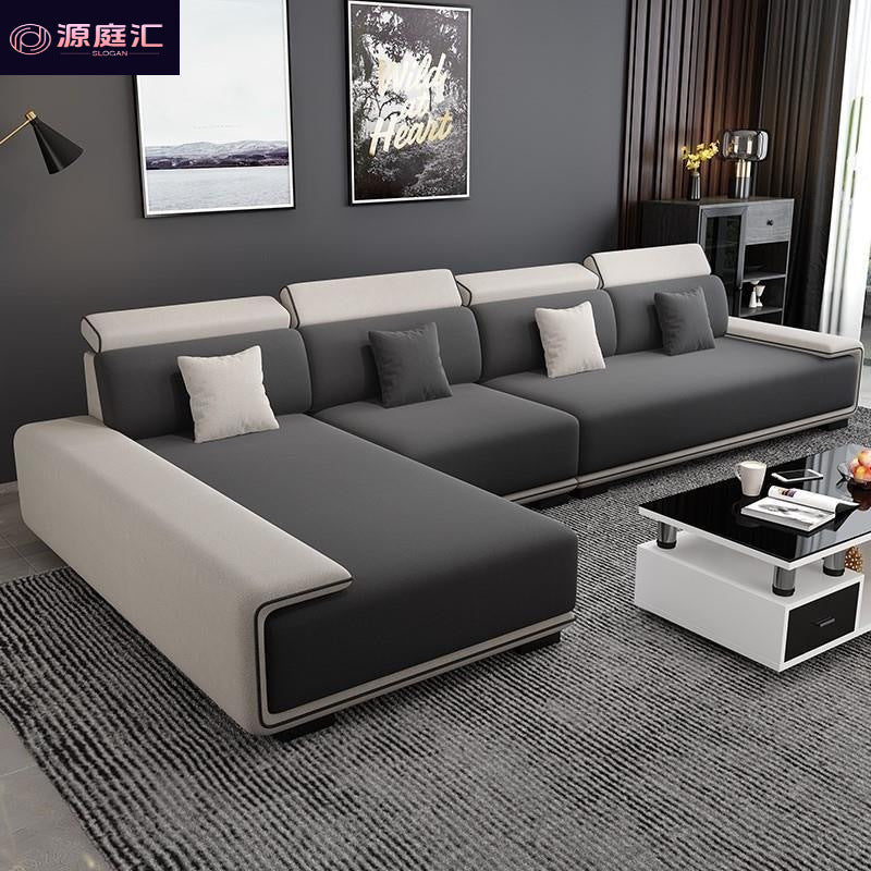 Nordic tech fabric sofa - modern living room set with latex chaise lounge - minimalist luxury for small spaces