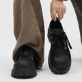 Men's shoes 2026 new arrival carbon black mickey derby shoes niche style original workwear thick sole heightened big toe casual leather shoes