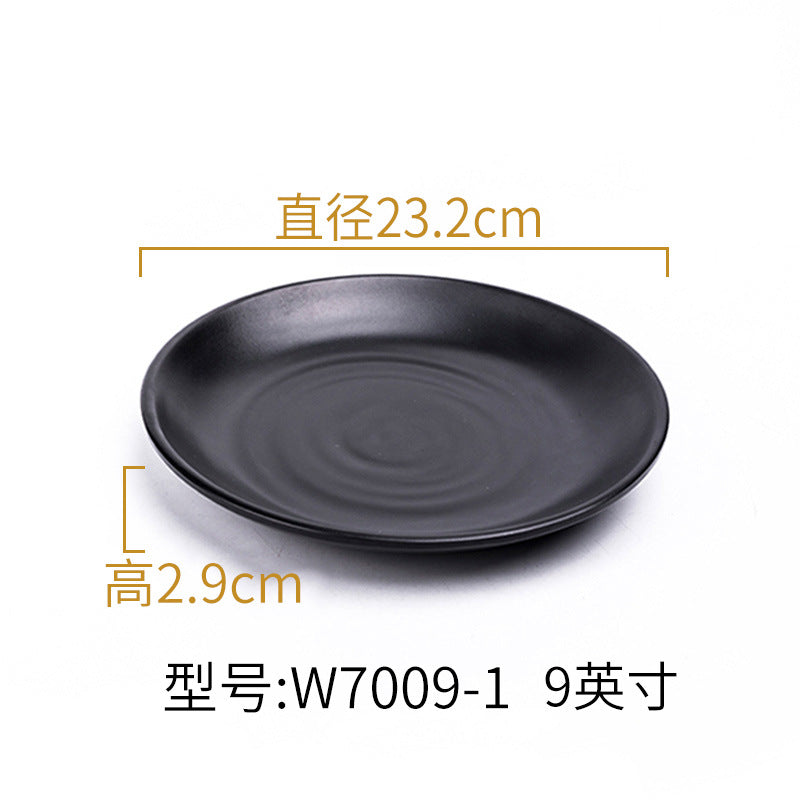 Melamine black tableware plastic dish imitation porcelain dinner plate cold dish plate barbecue hot pot plate barbecue restaurant plate commercial