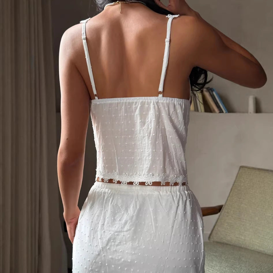 Amazon women's summer textured fabric lace patchwork tie-up open front girl's casual vacation style camisole