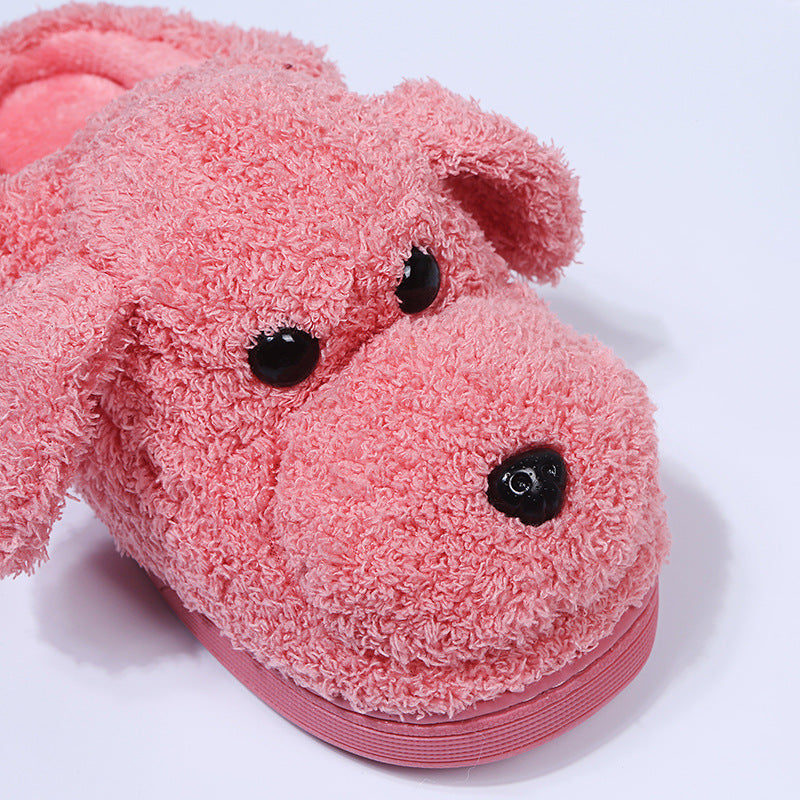 Home cotton slippers indoor winter heel cover couple cute cartoon women's heattechfleece-lined flats slippers fall and winter