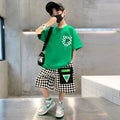 Boys' summer outfit set  new style: stylish and trendy summer streetwear for older boys and young men - cool and edgy short-sleeve clothing