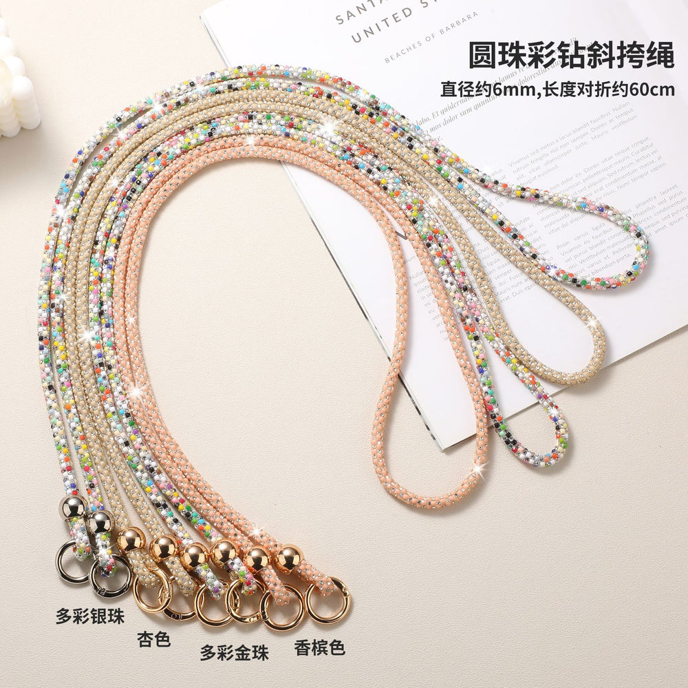 Luxury rhinestone phone lanyard - long crossbody phone chain, shoulder strap, bag charm, and phone cord