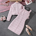European and american girl's autumn outfit: new french retro chanel-style collared long-sleeve jacket and elegant vest dress two-piece set