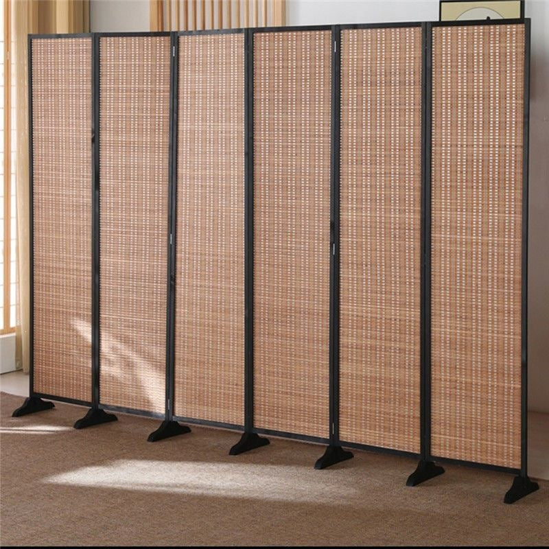 Chinese style bamboo screen partition wall living room simple modern foldable wooden movable bedroom screen for home screen