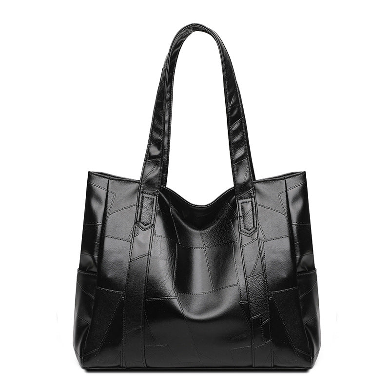 2025 new fashion large capacity women's shoulder bag pu leather tote bag simple versatile crossbody bag - cross-border