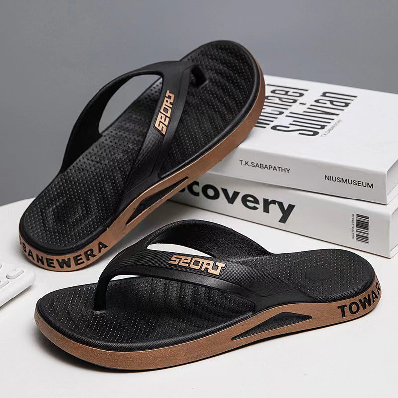 Trendy new flip-flops for men, summer slippers, korean style outdoor anti-slip thong sandals, beach shoes wholesale