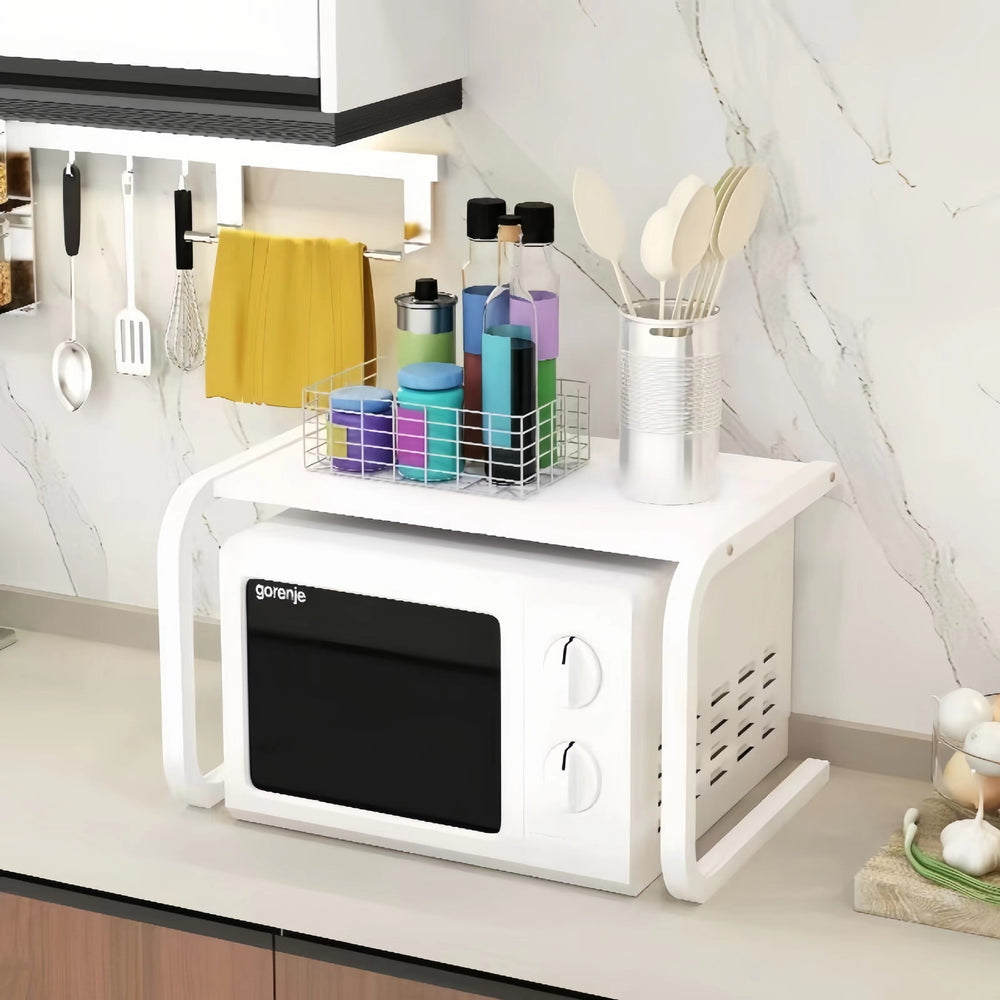 Microwave oven rack, oven & rice cooker organizer, household double-layer countertop desktop multifunctional storage shelf