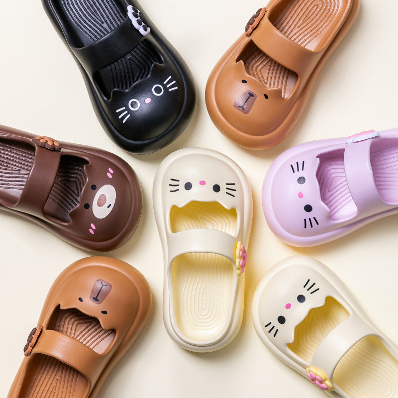 Mary Jane summer children's slippers girls princess shoes home non-slip sandals middle and older children wear bag head cool slippers