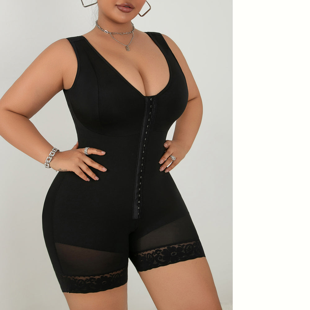 new arrival cross-border body shaping jumpsuit body shaping three-breasted zipper tummy control corset 260g hard mesh