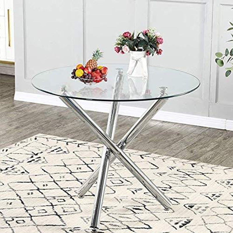 tempered glass dining table - minimalist modern casual reception hall round table - negotiation table - reception table