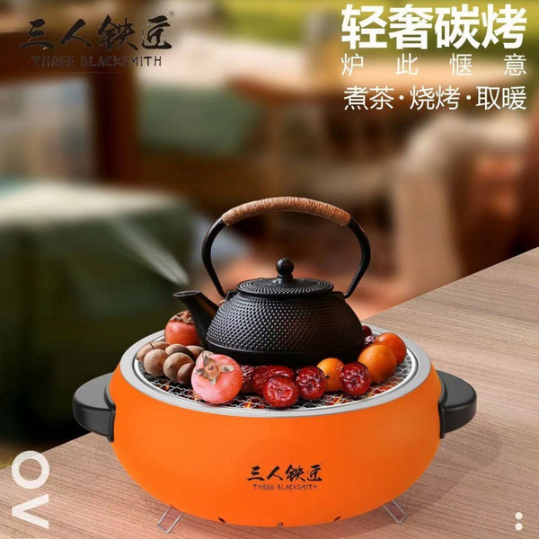 Three-person blacksmith home courtyard multi-functional charcoal fire heating stove barbecue outdoor camping portable stove making tea