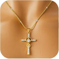 European and american cross-border jewelry creative personalized heart cross necklace, trendy minimalist versatile necklace nks58