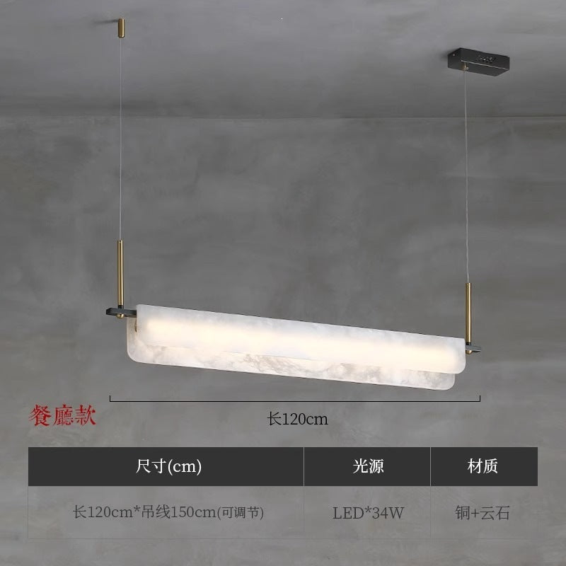 Marble all-copper chandelier designer creative restaurant rectangular modern new chinoiserieaccessible luxury living room bedroom study lamp
