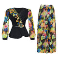 new african plus size women's chiffon printed two-piece v-neck dress set -  cross-border e-commerce