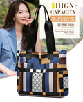 Women's handbag 2026 new collection: large capacity tote bag, fashionable and versatile shoulder bag, color block plaid mom bag