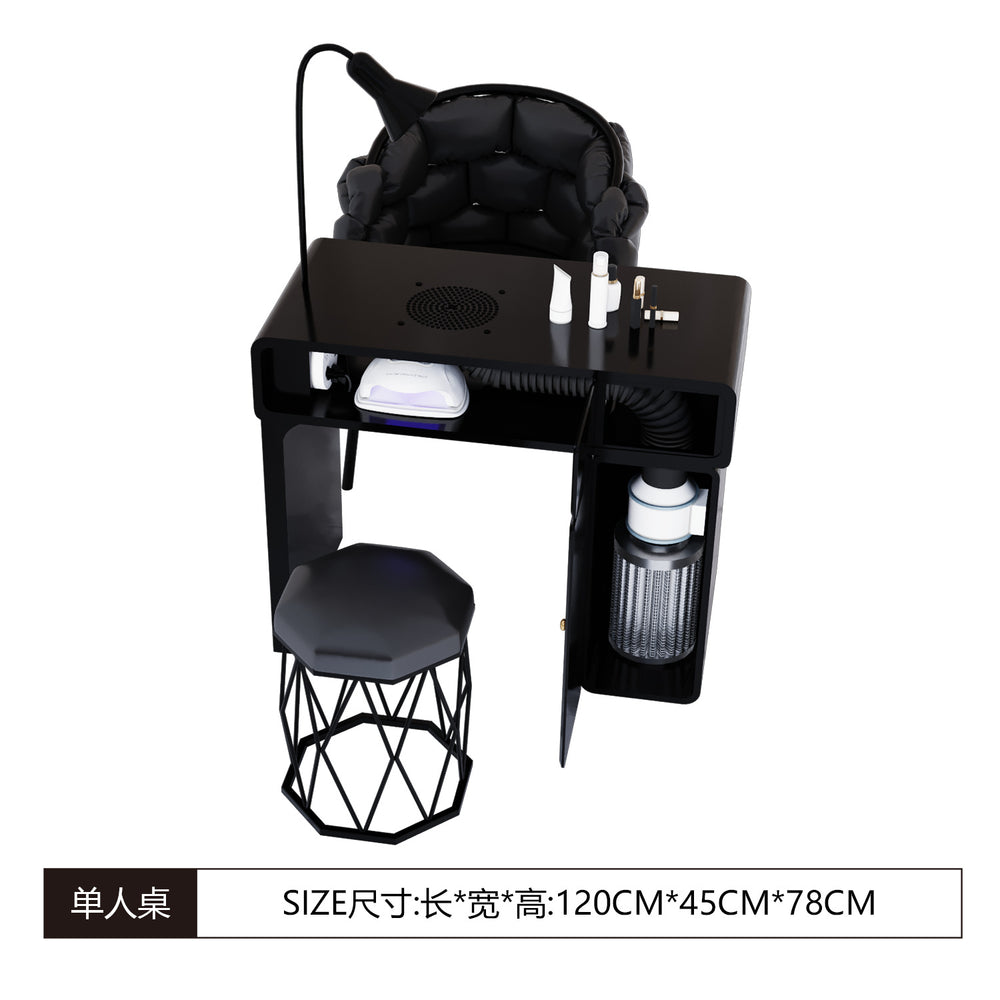 New arrival: extra-wide 45 turbine engraved grade vacuum marble & porcelain surface multifunctional minimalist nail table and chair set