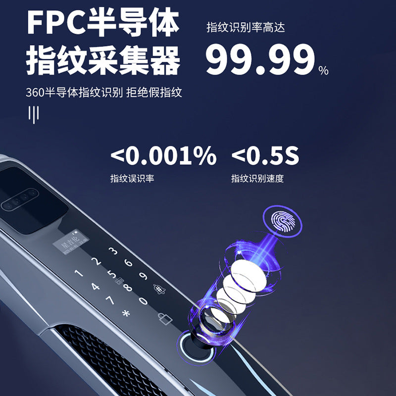 Fully automatic 3d face recognition smart door lock - remote electronic keypad, home video intercom fingerprint lock - direct from the factory