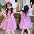 Girls' chic princess dress - korean style, trendy butterfly knot, summer new arrival, fashionable big kids' tulle dress, trendy style