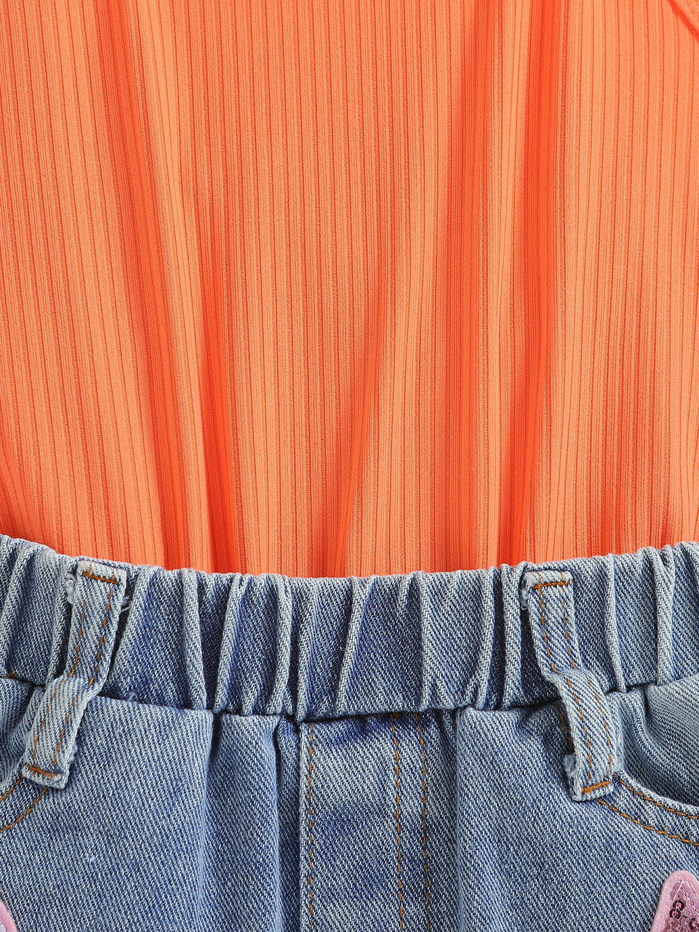 European and american cross-border girls' outfit: solid color camisole with embroidered romper and denim shorts - new summer collection for children