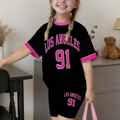 wholesale girls' short-sleeve and shorts sets, fashionable spring, summer, and autumn outfits for girls