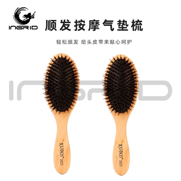 Bristle Health Air Cushion Comb Compact Portable Fluffy Meridian Comb Massage Airbag Wooden Comb with Hand Gift Box