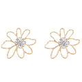European and american retro irregular hollow flower diamond-studded earrings, statement design fashion gold volcanic lava line stud earrings